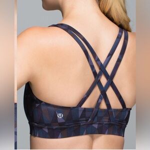 Lululemon Energy Bra Stained Glass Love Nightfall Black, Size 6